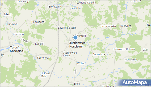 mapa Ogrodniczki, Ogrodniczki gmina Juchnowiec Kościelny na mapie Targeo